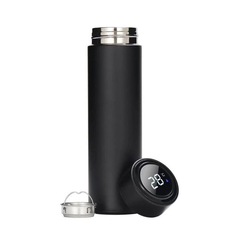 EccoTech 500 ML  Siyah Renk Led Isı Göstergeli Çelik Termos